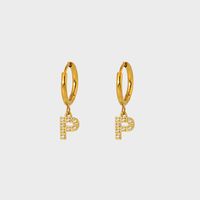 1 Pair IG Style Simple Style Letter Plating Inlay 304 Stainless Steel Zircon 14K Gold Plated Drop Earrings sku image 15