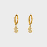 1 Paire Style Simple Lettre Incruster Acier Inoxydable 304 Zircon Plaqué Or 18K Boucles D'oreilles sku image 12