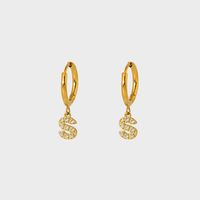 1 Pair IG Style Simple Style Letter Plating Inlay 304 Stainless Steel Zircon 14K Gold Plated Drop Earrings sku image 19