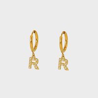 1 Pair IG Style Simple Style Letter Plating Inlay 304 Stainless Steel Zircon 14K Gold Plated Drop Earrings sku image 18
