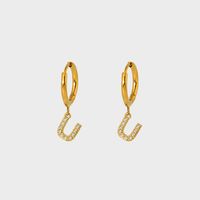 1 Pair IG Style Simple Style Letter Plating Inlay 304 Stainless Steel Zircon 14K Gold Plated Drop Earrings sku image 21