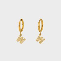 1 Pair IG Style Simple Style Letter Plating Inlay 304 Stainless Steel Zircon 14K Gold Plated Drop Earrings sku image 23