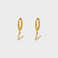 1 Paire Style Simple Lettre Incruster Acier Inoxydable 304 Zircon Plaqué Or 18K Boucles D'oreilles sku image 13