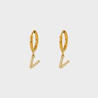 1 Pair IG Style Simple Style Letter Plating Inlay 304 Stainless Steel Zircon 14K Gold Plated Drop Earrings sku image 22
