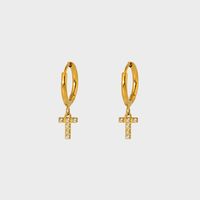1 Pair IG Style Simple Style Letter Plating Inlay 304 Stainless Steel Zircon 14K Gold Plated Drop Earrings sku image 20
