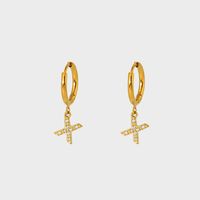 1 Pair IG Style Simple Style Letter Plating Inlay 304 Stainless Steel Zircon 14K Gold Plated Drop Earrings sku image 24