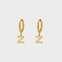 1 Pair IG Style Simple Style Letter Plating Inlay 304 Stainless Steel Zircon 14K Gold Plated Drop Earrings sku image 26