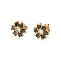1 Pair IG Style Shiny Flower Inlay 304 Stainless Steel Zircon Ear Studs main image 4