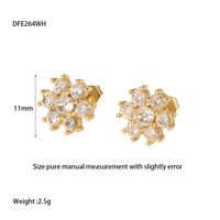 1 Paire Style IG Brillant Fleur Incruster Acier Inoxydable 304 Zircon Boucles D'Oreilles sku image 4