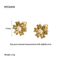 1 Pair IG Style Shiny Flower Inlay 304 Stainless Steel Zircon Ear Studs sku image 2