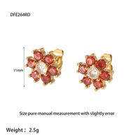 1 Pair IG Style Shiny Flower Inlay 304 Stainless Steel Zircon Ear Studs sku image 3