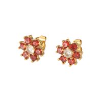 1 Pair IG Style Shiny Flower Inlay 304 Stainless Steel Zircon Ear Studs main image 3