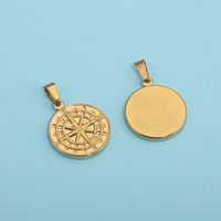 1 Piece 22*33mm 304 Stainless Steel Compass Hammered Pendant main image 4