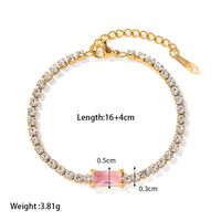304 Stainless Steel IG Style Simple Style Shiny Plating Inlay Rectangle Zircon Bracelets main image 2