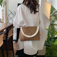 Women's Medium Straw Geometric Elegant Flip Cover Square Bag main image 4