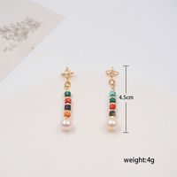 1 Pair Vintage Style Simple Style Geometric Plating Inlay 304 Stainless Steel Freshwater Pearl Copper Rhinestones Gold Plated Drop Earrings main image 4