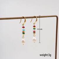 1 Pair Chinoiserie Casual Geometric Beaded Natural Stone Freshwater Pearl Copper Gold Plated Drop Earrings main image 5