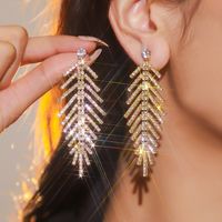 1 Pair Simple Style Classic Style Solid Color Inlay Copper Alloy Rhinestones Drop Earrings sku image 1
