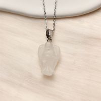 304 Stainless Steel Natural Stone Silver Plated IG Style Modern Style Classic Style Angel Pendant Necklace main image 4