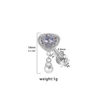 1 Piece Simple Style Commute Heart Shape Plating Inlay 316 Stainless Steel  Copper Artificial Pearls Zircon White Gold Plated Gold Plated Ear Studs Cartilage Earrings sku image 1