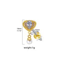 1 Piece Simple Style Commute Heart Shape Plating Inlay 316 Stainless Steel  Copper Artificial Pearls Zircon White Gold Plated Gold Plated Ear Studs Cartilage Earrings main image 3