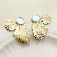 1 Pair Fairy Style Casual Korean Style Sector Flower Butterfly Plating Inlay 304 Stainless Steel Artificial Gemstones Artificial Pearls Gold Plated Ear Studs main image 6