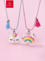 Cute Sweet Rainbow Cat Arylic Copper Wholesale Pendant Necklace sku image 1