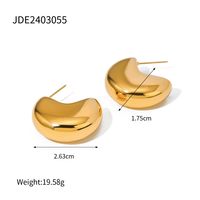 1 Pair IG Style Simple Style Moon Plating 316 Stainless Steel  18K Gold Plated Ear Studs sku image 2