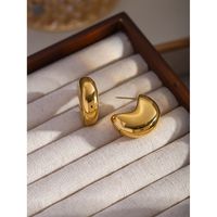 1 Pair IG Style Simple Style Moon Plating 316 Stainless Steel  18K Gold Plated Ear Studs main image 4