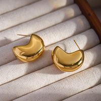 1 Pair IG Style Simple Style Moon Plating 316 Stainless Steel  18K Gold Plated Ear Studs main image 1