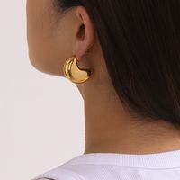 1 Paire Style IG Style Simple Lune Placage Acier Inoxydable 316 Plaqué Or 18K Boucles D'Oreilles main image 3