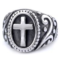 Hip-Hop Streetwear Color Block 304 Stainless Steel Carving Men's Rings sku image 3