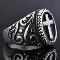 Hip-Hop Streetwear Color Block 304 Stainless Steel Carving Men's Rings main image 7