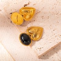 1 Pair Elegant Luxurious Oval Plating Inlay 304 Stainless Steel Natural Stone Gold Plated Drop Earrings main image 4