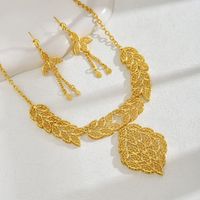 Elegant Bridal Modern Style Leaf Solid Color Alloy 18K Gold Plated Women's Jewelry Set main image 6