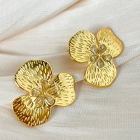 1 Pair Fairy Style Sweet Korean Style Round Flower Lotus Leaf HD-18918 Inlay 304 Stainless Steel Rhinestones Gold Plated Ear Studs main image 7