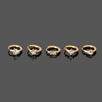 1 Piece Modern Style Simple Style Classic Style Solid Color Inlay 316L Stainless Steel  Zircon 14K Gold Plated Hoop Earrings main image 1