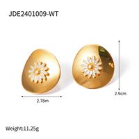 1 Pair IG Style Sweet Daisy Enamel 304 Stainless Steel 18K Gold Plated Ear Studs sku image 1