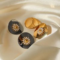 1 Pair IG Style Sweet Daisy Enamel 304 Stainless Steel 18K Gold Plated Ear Studs main image 5
