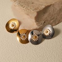 1 Pair IG Style Sweet Daisy Enamel 304 Stainless Steel 18K Gold Plated Ear Studs main image 1