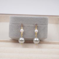 1 Pair Modern Style Simple Style Geometric Inlay Artificial Pearl Copper Zircon Gold Plated Drop Earrings sku image 3