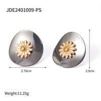 1 Pair IG Style Sweet Daisy Enamel 304 Stainless Steel 18K Gold Plated Ear Studs sku image 2