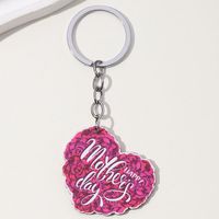 Casual MAMA Classic Style Letter Heart Shape Metal Inlay Glass Mother'S Day Keychain main image 8