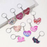 Casual MAMA Classic Style Letter Heart Shape Metal Inlay Glass Mother'S Day Keychain main image 7