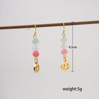 1 Pair Casual Classic Style Geometric Smiley Face Natural Stone Titanium Steel Copper Gold Plated Drop Earrings main image 2