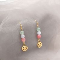 1 Pair Casual Classic Style Geometric Smiley Face Natural Stone Titanium Steel Copper Gold Plated Drop Earrings main image 7