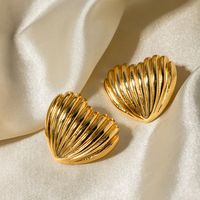 1 Pair IG Style Simple Style Heart Shape 304 Stainless Steel 18K Gold Plated Ear Studs main image 5