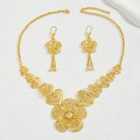 Elegant Bridal Streetwear Heart Shape Flower Alloy Hollow Out 18K Gold Plated Women's Jewelry Set main image 5