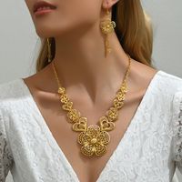 Elegant Bridal Streetwear Heart Shape Flower Alloy Hollow Out 18K Gold Plated Women's Jewelry Set main image 3