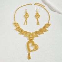 Elegant Bridal Heart Shape Solid Color Alloy 18K Gold Plated Women's Earrings Necklace main image 8